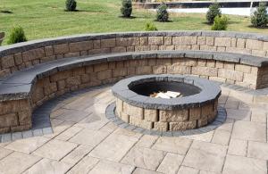 Fire pit with stone seating
