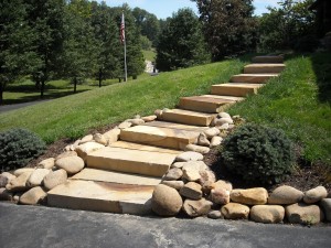 Landscaping steps with stones