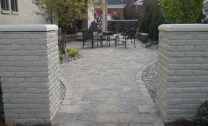 courtyard with brick entrance          