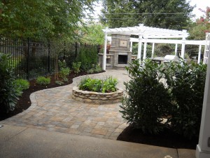 Outdor fireplace and patio   