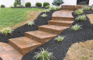 brick landscaped walkway        