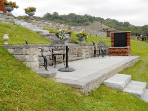 Retaining wall with patio