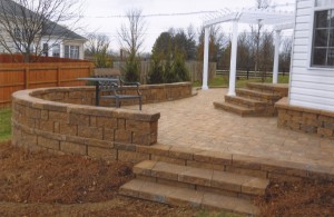 rounded brick patio                                  